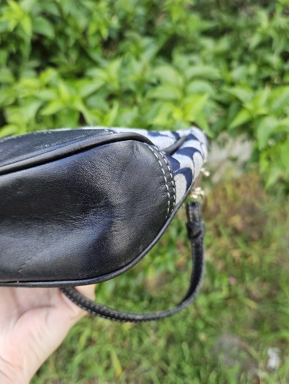 Coach 6094 Navy Blue Signature Jacquard Demi Shoulder Bag Y2K Vintage GUC
